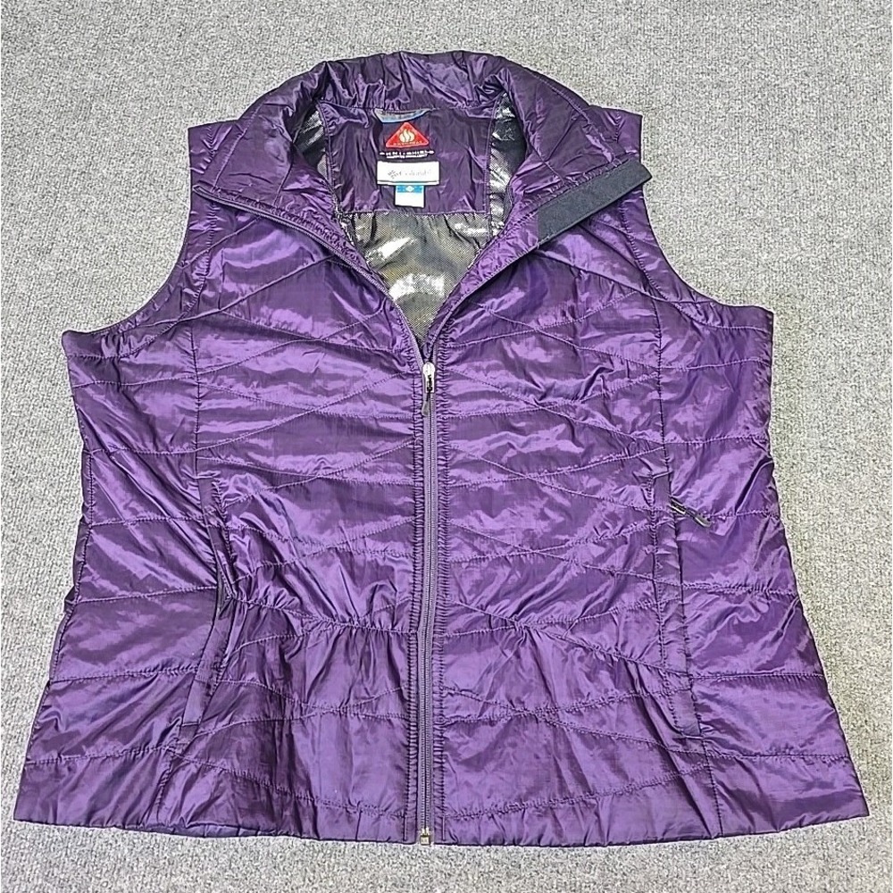 Columbia Omni-heat Puffer Vest Womens 2X Water-Resistant Shell Eggplant Color